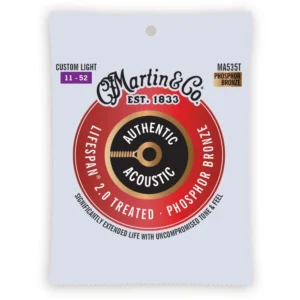 Martin Guitar MA535T Authentic Acoustic Lifespan 2.0 Guitar Strings 92/8 Phosphor Bronze - Custom Light